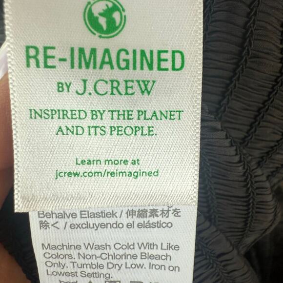 J.CREW | NWT Featherweight Smocked Square Neck Cropped Top Black Satin Size XS - Picture 11 of 13